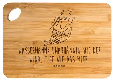 Produktbild von Mr. & Mrs. Panda Frühstücksbrett Wassermann Astrologie - Transparent - Geschenk, Hackbrett, Sternzeichen, Brett, Geburtstagsgeschenk, Schneidebrett, jausenbrett