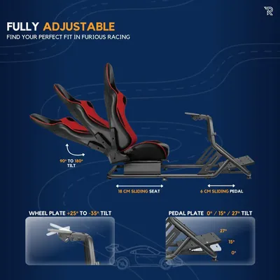 Produktbild von Ranqer Racing Simulator Stuhl Rennstuhl mit Stahlrahmen Racing Cockpit / Rennsimulations-Stühle Rückenlehne / Rennsimulator - verstellbar für Anfänger und Profis Metallrahmen E-Racer