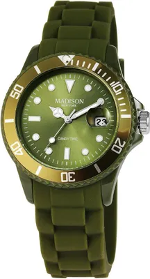 Immagine prodotto di Madison U4167-18-4 Orologio da polso New York Candy Time con cinturino in silicone verde