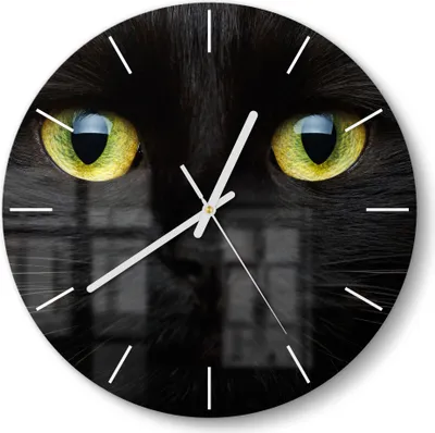 Produktbild von DEQORI Glasuhr Ø30 cm Modern 'Gesicht eines Kätzchens' Wanduhr Glas Uhr Design leise