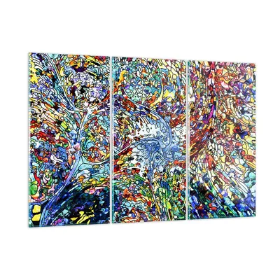 Produktbild von Bilder auf glas - Abstraktion modern - 105x70cm - Glasbilder - Wandbilder - Kunstdruck - zum Aufhängen bereit - Wanddekoration aus Glas - Glas Bilder - Wandbild auf Glas - 3 Teile - GCE105x70-4045