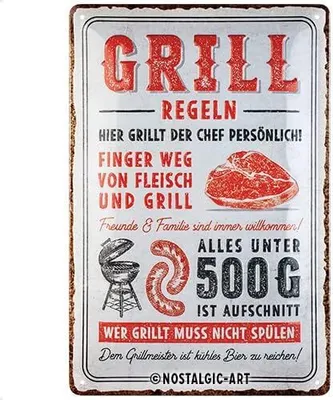 Produktbild von Nostalgic-Art - Blechschild 20 x 30cm - Grillregeln