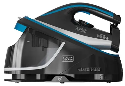 Obrázok produktu pre Black & Decker BXSS2401E, 2400 W, Keramická žehliaca plocha, 5 bar, 1,5 L, 200 g/min, Čierna, Modrá, Biela