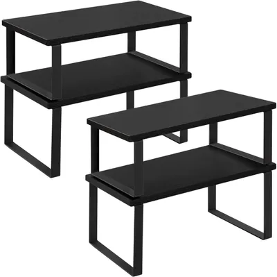 Produktbild von WOLTU Gewürzregal 4er Set, Stapelbares Küchenregal Arbeitsplatte, Kleines Küchen-Organizer, Schwarz