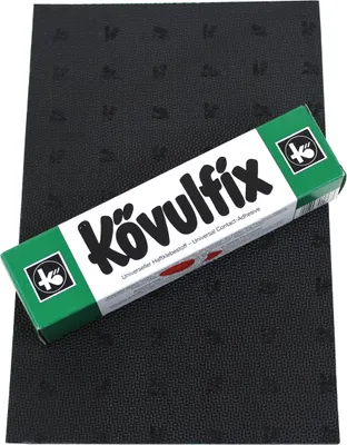 Produktbild von Schuhreparatur Absatzgummi 200x150mm zum selberschneiden von Schuhabsätzen - Kövulfix Schuhkleber XXL Tube mit 120g Inhalt - DIY Schuhreparatur -  Germany