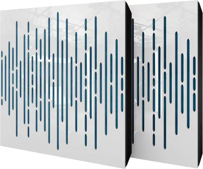 Produktbild von 4er-Set Akustikpaneele WAVE Samt 50x50x5 cm, Weißer Kunststoff/Blau