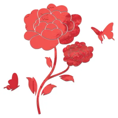 Produktbild von 3D-Kristallwandaufkleber, DIY-Spiegelaufkleber, Blumen, abnehmbar, rot