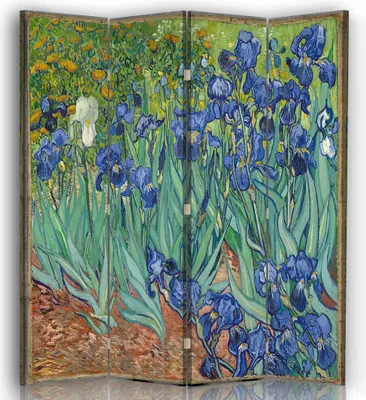 Produktbild von Paravent - Raumteiler Schwertlilien - Vincent Van Gogh - Dekorativer Raumtrenner cm. 145x170 (4 x)