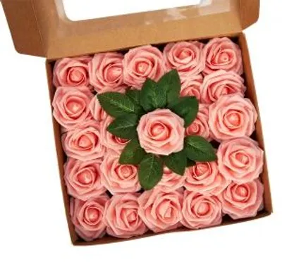 Image de Roses artificielles - Roses en mousse - Paquet de 25 - Roses - Têtes de fleurs - Décoration pour mariage - Décoration pour fêtes