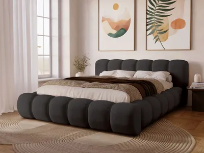 Produktbild von GrainGold Polsterbett Doria 180x200 - Bett 180x200, Polsterbett mit Bettkasten und Lattenrost - Schwarz (Komodo 7386)
