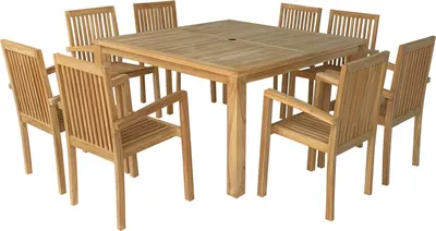 Image de Salon de jardin en teck JAVA - table carrée - 8 places
