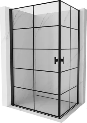 Zdjęcie produktu dla Mexen Mist-B Duo kabina prysznicowa uchylna 100 x 90 cm, czarna kratka, czarna - 8A2-100L-090P-70-77