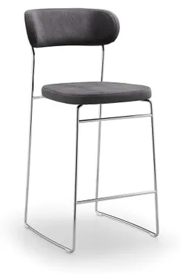 Produktbild von Moderner Barhocker mit gepolsterter Sitzfläche und Chromgestell