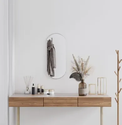 Image de The Living Store miroir mural argenté 70x30 cm ovale