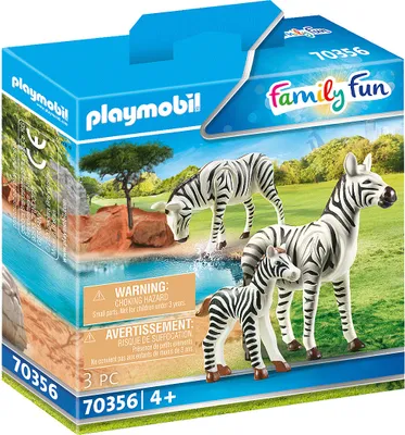 Produktbild von PLAYMOBIL, 2 Zebras mit Baby, Family Fun, 70356