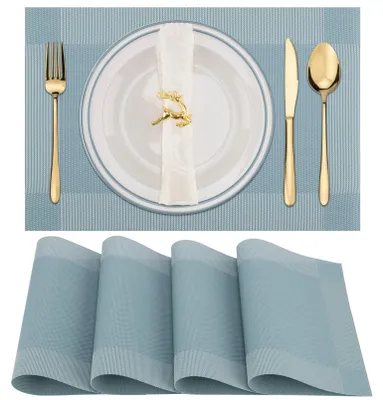 Platzdeckchen-Set 4er, PVC, rutschfest, hitzebeständig, himmelblau