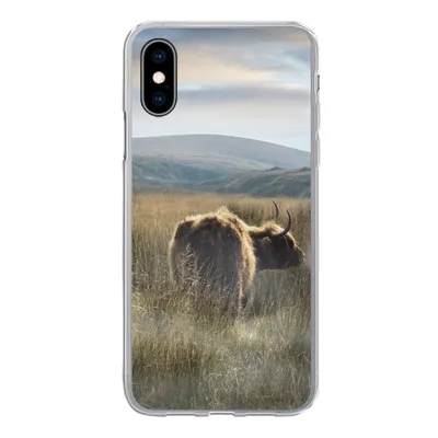 Produktbild von MuchoWow® Handyhülle Schutzhülle Hülle für iPhone X Schottische Highlander - Nebel - Gras Silikon Softcase Handy Hülle - Handyhülle