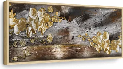 Produktbild von Italienischer Leinwand Leinwandbild - Golden Garden (1 Part) Narrow 90x30 cm Abstrakt b-A-0766-b-a