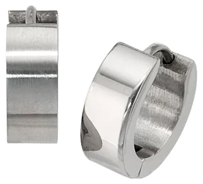 Produktbild von 13,6mm Edelstahl Creolen Klappcreolen kantig mattiert für Damen