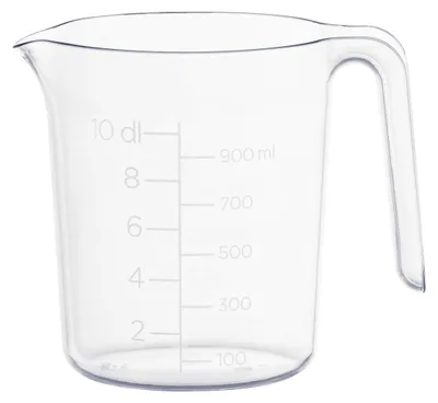 Maßbecher 1 L, transparent/weiß, Kunststoff, mit Ausgießer