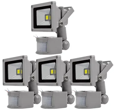 Immagine prodotto di Greenmigo 4X 10W Proiettore LED con sensore di movimento, luce bianca fredda, alluminio, IP65, proiettore da esterno, impermeabile