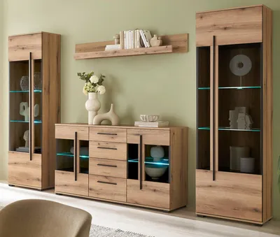 Produktbild von Wohnwand "Design-D" in Evoke Eiche Wohnkombination Set 4-teilig 290 cm, mit Soft-Close