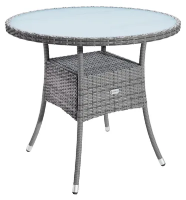 Image de Table ronde en polyrotin gris avec étagère, Ø60 cm