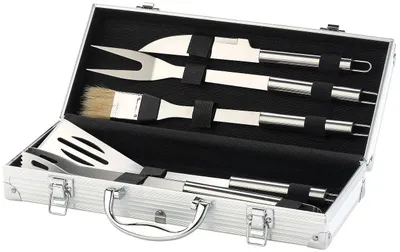 Produktbild von Grillkoffer Edelstahl-Grillbesteck im Aluminium-Koffer Grillbesteckkoffer Grillbestecksets BBQ