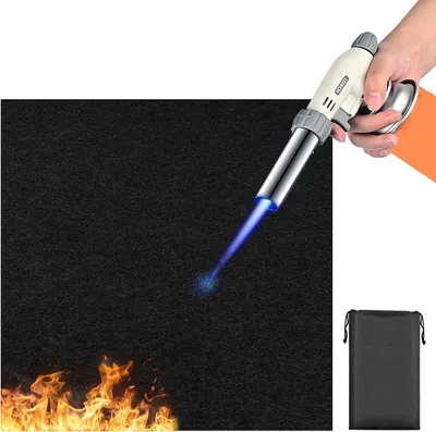 Productafbeelding van Vuurvaste onderlegger - Brandbeschermingsmat - Terras Veilig - Hittebestendig tot 550°C - 50 x 50 cm - Zwart