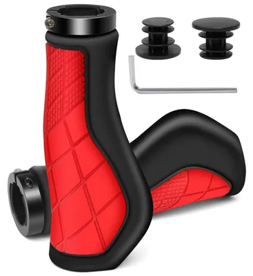 Produktbild von Fahrradgriffe Ergonomisch Rutschfest für 22,2 mm Lenker Rot Gummi MTB Rennrad