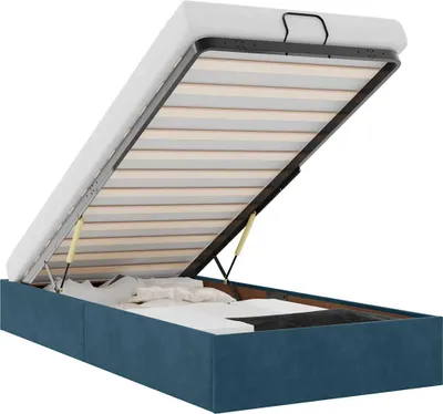 Obrázok produktu pre vidaXL Osmanská posteľ bez matraca tmavomodrá 90x190 cm zamat