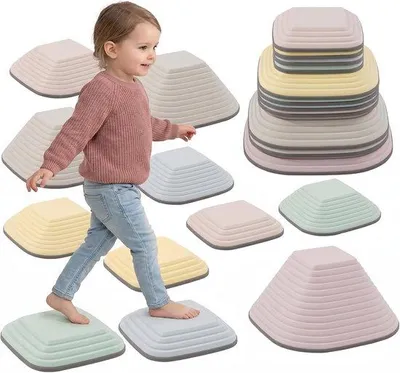 Produktbild von Stapelbare, psychomotorische Balanciersteine für Kinder, rutschfest, für Innen- und Außenbereich, 11 Stück, farbenfrohe Balanciersteine zur Förderung von Koordination und Gleichgewicht
