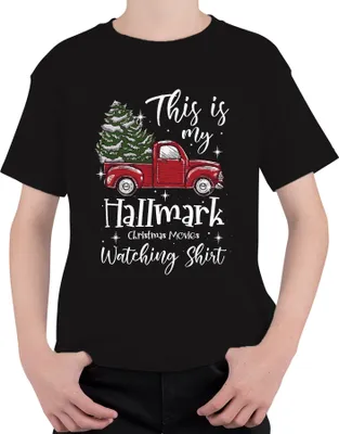 Produktbild von This is my Hallmark watching Shirt - Weihnachten Weihnachtsgeschenk Christmas Uni Kinder T-Shirt, Schwarz, 128
