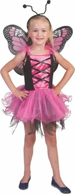 Schmetterling Kostüm pink für Kinder Gr. 104-140 Kleid Flügel Haarreif Tier Tierkostüm Fasching Karneval Mottoparty Kindergeburtstag Kinderfasching