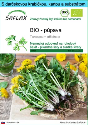 Obrázok produktu pre SAFLAX Darčeková sada - BIO - púpava - Taraxacum officinale - 400 Semená - S darčekovou krabičkou, prepravným štítkom, darčekovou kartou a pestovateľským médiom