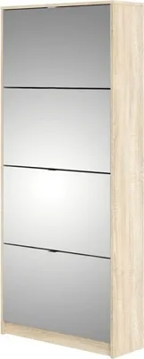 Produktbild von Shane Schuhschrank 4 Klapptüren mit Spiegel 2R eiche Struktur Nachbildung.