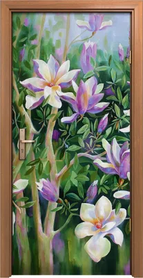 Produktbild von Türposter 90x200 cm Türaufkleber Türtapete Türfolie Klebefolie Blumen Natur Blühende Magnolien äste