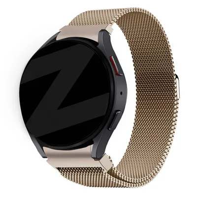 Produktbild von Bandz Milanaise-Laufband Galaxy Watch 7 (40 & 44 mm) / Galaxy Watch 6 (Classic) / Watch 5 (Pro) / Watch 4 (Classic) / Watch FE – Milanaise-Armband mit Magnetverschluss – Champagnergold