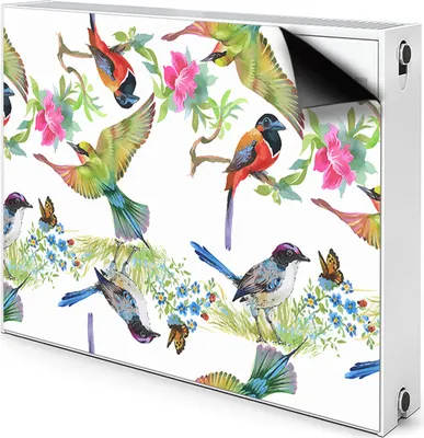 Produktbild von Magnet Heizkörper Heizkörper-Abdeckung Heizkörperabdeckung 80x60 cm  - Bunt, Vögel