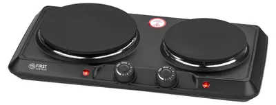 Produktbild von TZS First Austria - Doppelkochplatte 2500W - Gusseisen - 180 & 150 mm - Stufenlose Thermostatsteuerung - Schwarz