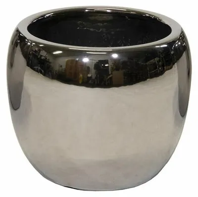 Produktbild von Mega Collections Blumentopf Emperor Belly - rund - silber - D20 x H19 cm - glanzend