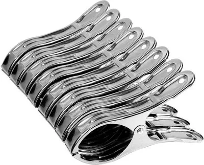 Zdjęcie produktu dla Ibenzoa® Zestaw 16 sztuk, stal nierdzewna, uchwyty do ręczników i bielizny, srebrne, 12 x 6,5 cm, szerokość zacisku 5,5 cm – bezpieczne mocowanie ręczników plażowych i ubrań