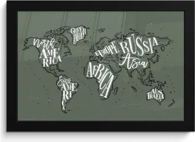 Produktbild von MuchoWow® MuchoWow® Gerahmtes Poster Weltkarte - Grau - Weiß 30x20 cm - Poster mit zchwarzem Bilderrahmen - Kunstdruck - Bild-Poster