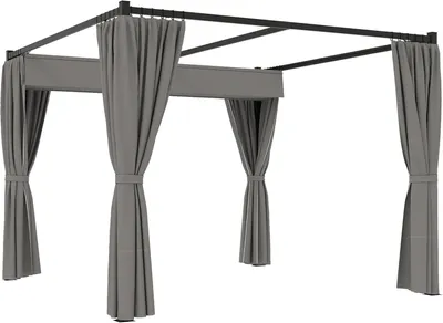 Image de Pergola - Abri de jardin - Toile de terrasse - Protection solaire - Pavillon de jardin - Toit escamotable avec revêtement PU