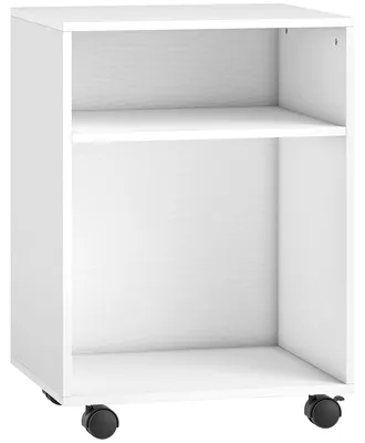 Immagine prodotto di Mobile Porta Stampante con 2 Ripiani Aperti e Ruote 40x35x55.5 cm Bianco