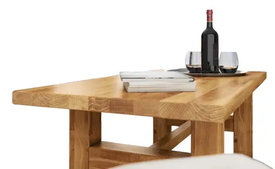 Produktbild von Couchtisch Ringo aus Wildeiche massiv 70x110x40 cm mit Holzfußgestell