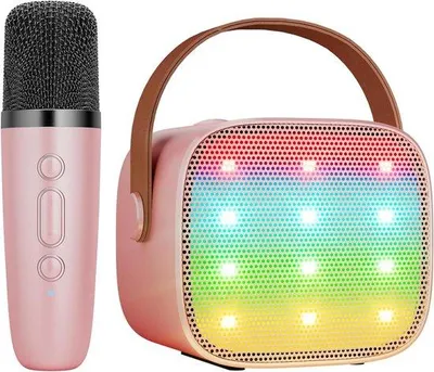 Image de Système de karaoké portable Bluetooth avec haut-parleurs et micro, rechargeable, avec jeux de lumières, pour les jeunes filles