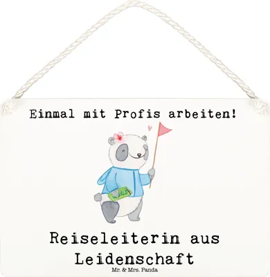 Produktbild von Mr. & Mrs. Panda Schild Reiseleiterin Leidenschaft DIN A6 - Weiß - Geschenk, Holzschild, holzbild, wandhänger, sprüche, kleine aufmerksamkeit