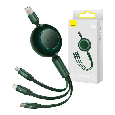 Immagine prodotto di Baseus Bright Mirror 3, USB 3-in-1 cable for micro USB / USB-C / Lightning 66W / 2A 1.1m (Green)