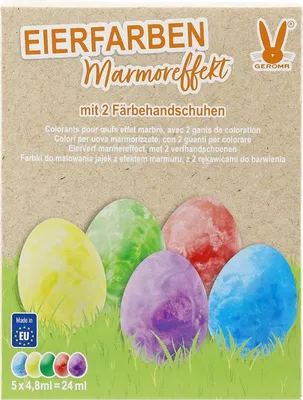 Produktbild von Eierfarben Marmoreffekt 5 Farben mit Färbehandschuhen
